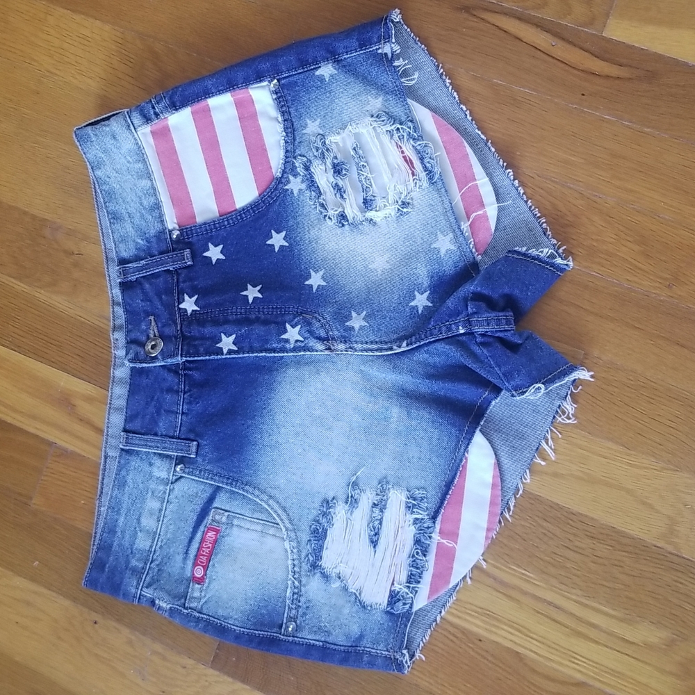 American flag jean shorts